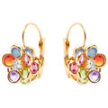 Flower Shaped Leverback Drop Earrings Made with Swarovski Crystals