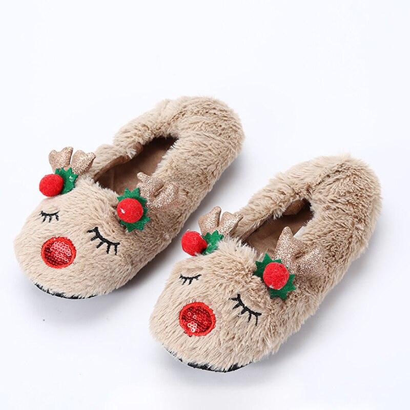 Fluffy Slippers Women Warm Cute Christmas Slippers Indoor Non-Slip Cotton Slippers For Home Cozy Soft Memory Foam House Slippers Cozy Fluffy Fuzzy Bedroom Slippers Indoor Outdoor Home Warm Slippers