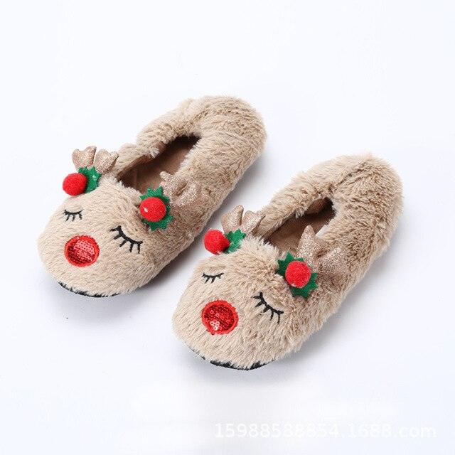 Fluffy Slippers Women Warm Cute Christmas Slippers Indoor Non-Slip Cotton Slippers For Home Cozy Soft Memory Foam House Slippers Cozy Fluffy Fuzzy Bedroom Slippers Indoor Outdoor Home Warm Slippers