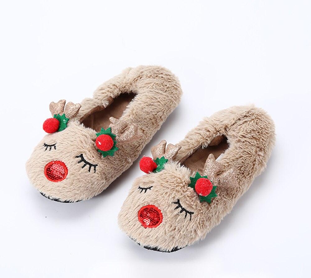 Fluffy Slippers Women Warm Cute Christmas Slippers Indoor Non-Slip Cotton Slippers For Home Cozy Soft Memory Foam House Slippers Cozy Fluffy Fuzzy Bedroom Slippers Indoor Outdoor Home Warm Slippers