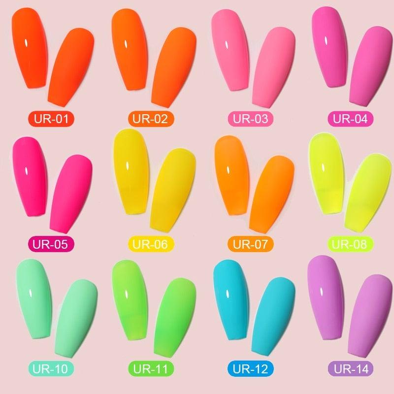Fluorescent Gel Nail Polish Yellow Green High Quality Colors UV Strong Matte Effect Luxury Design For Girls and Women