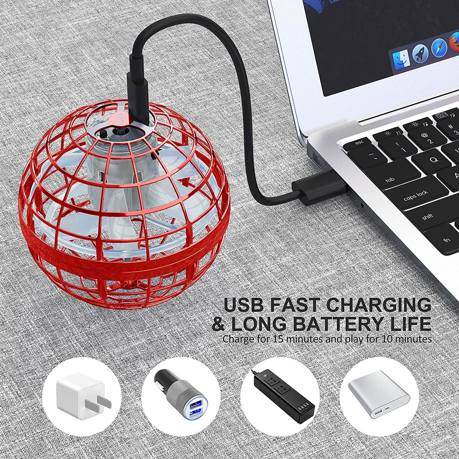 Flying Orb Ball Rechargeable Boomerang Spinner UFO Drone Toy