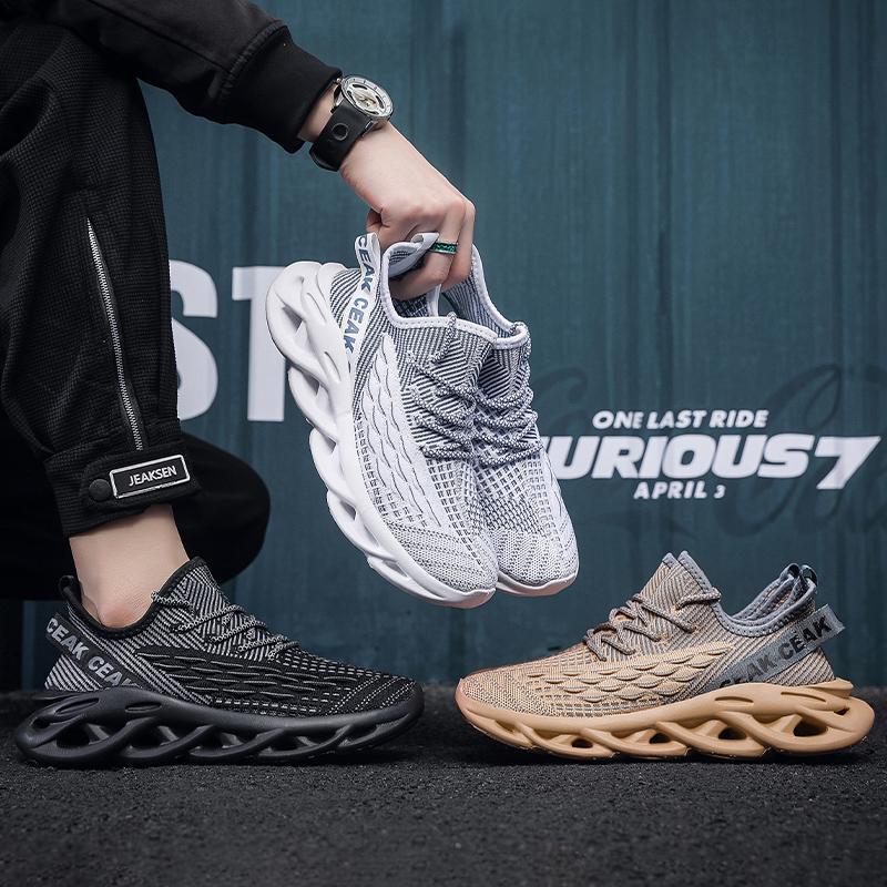 Flyknit mesh shoes for men lightweight and casual trendy shoes
