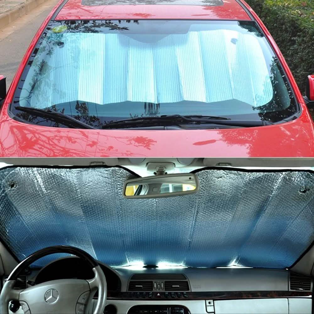 Fold-Up Reflective Windshield Sun Shade with Suction Cups