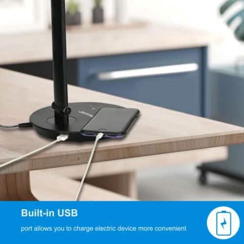 Foldable AC LED Desk Table Lamp Adjustable Touch Reading USB Rechargeable Port
