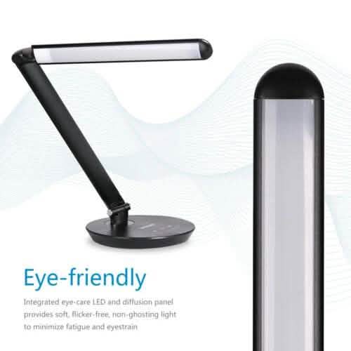 Foldable AC LED Desk Table Lamp Adjustable Touch Reading USB Rechargeable Port