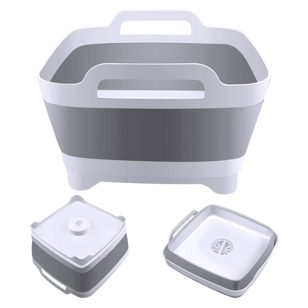 Foldable Dish Tub Washing Basin Collapsible Draining Pan Strainer Food Basket