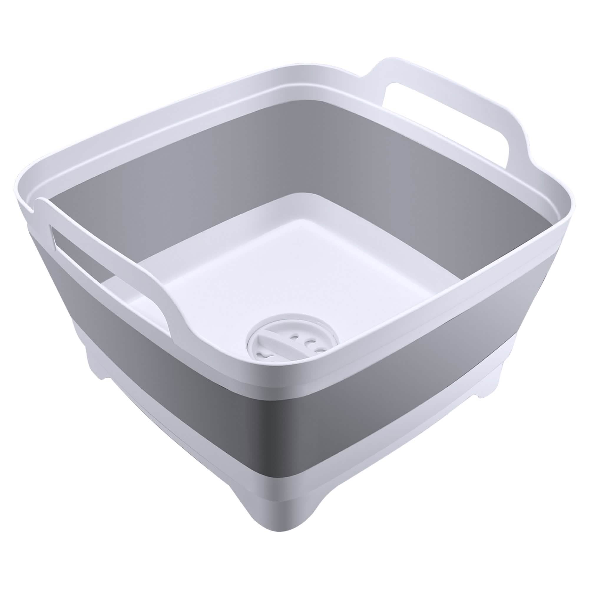 Foldable Dish Tub Washing Basin Collapsible Draining Pan Strainer Food Basket