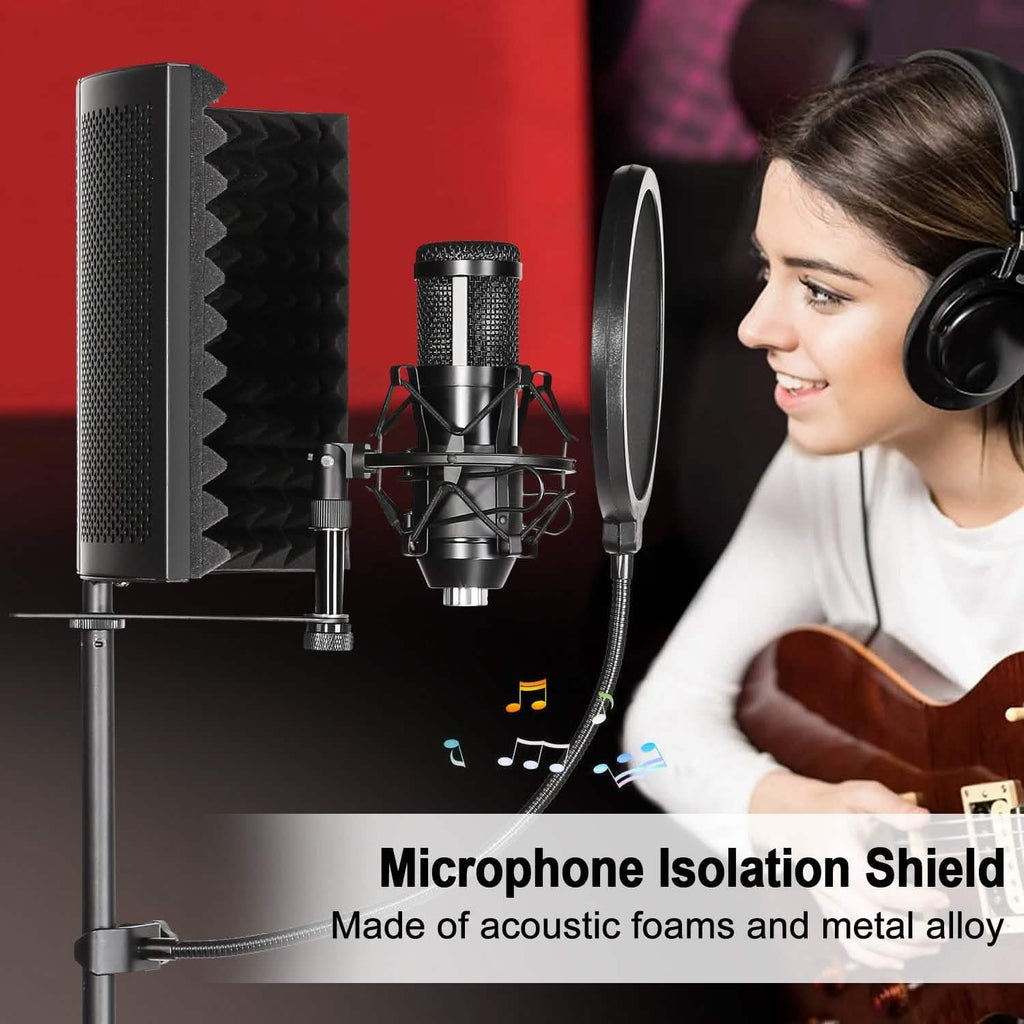 Foldable Microphone Isolation Shield Adjustable Tripod Stand