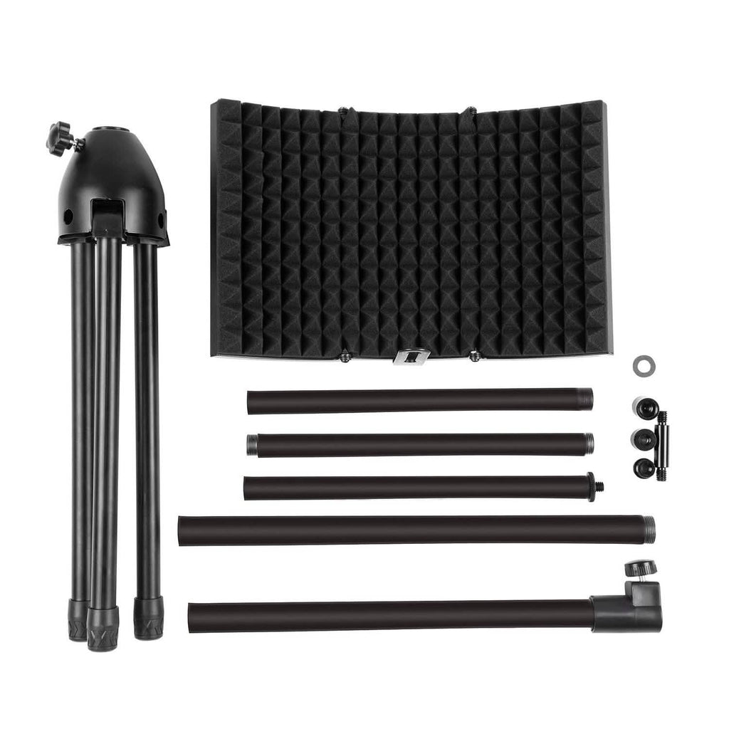 Foldable Microphone Isolation Shield Adjustable Tripod Stand