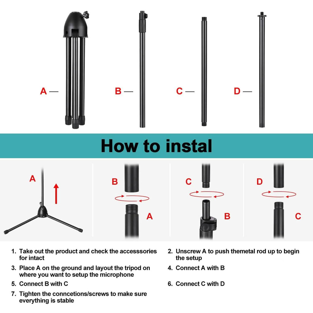 Foldable Microphone Isolation Shield Adjustable Tripod Stand