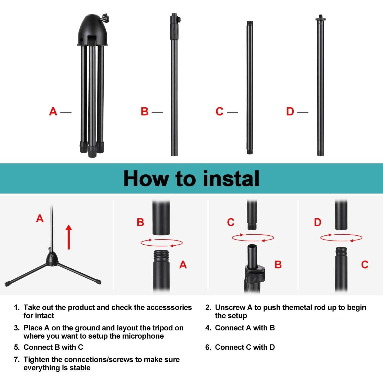Foldable Microphone Isolation Shield Adjustable Tripod Stand