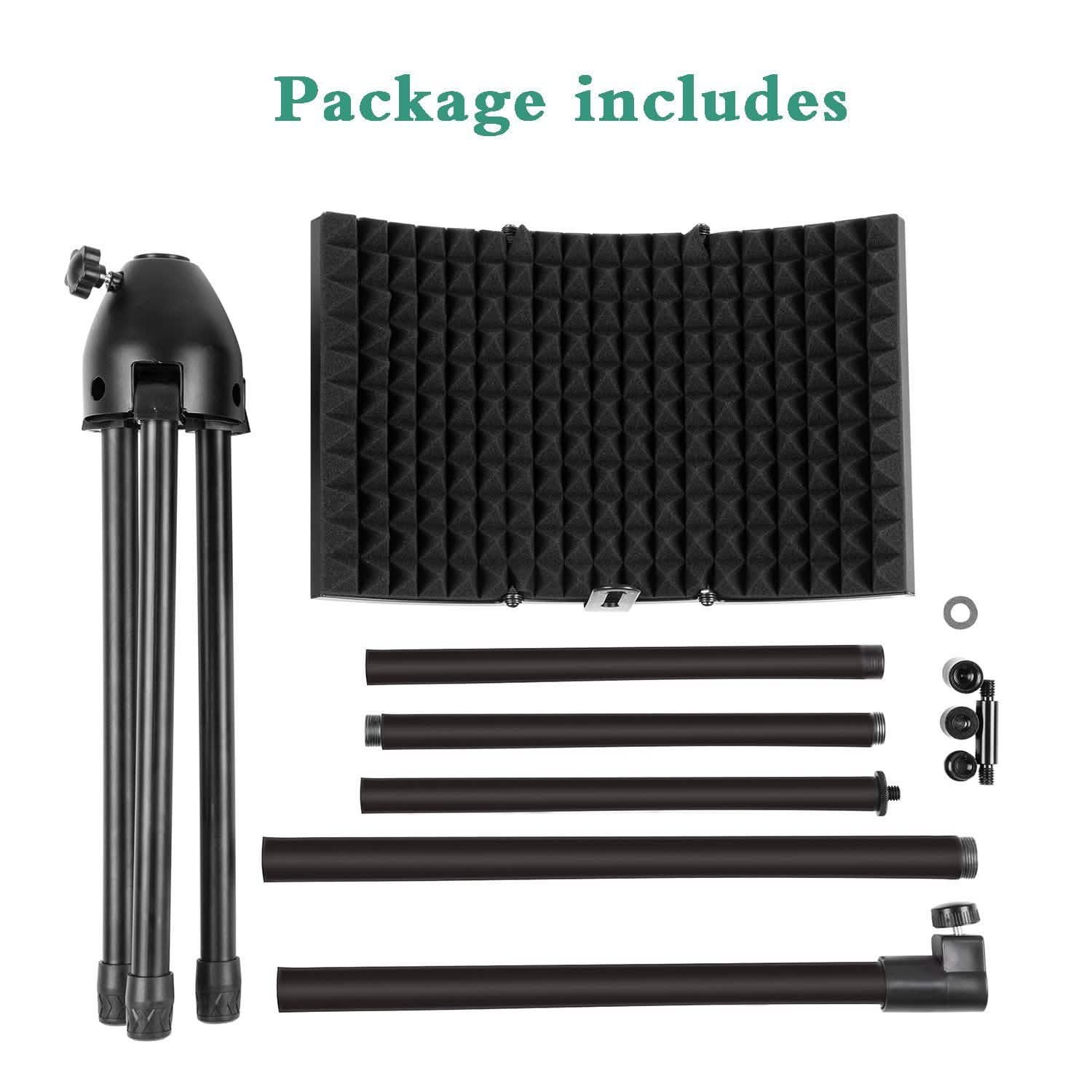Foldable Microphone Isolation Shield Adjustable Tripod Stand