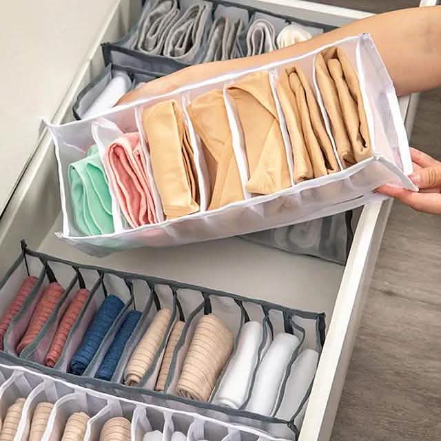 Foldable Underwear Storage Box Magic Mesh Transparent Plaid Fabric