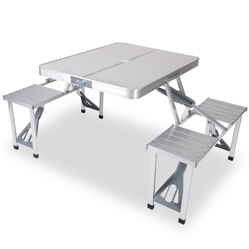 Folding Picnic Table with 4 Seats and Umbrella Hole