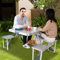 Folding Picnic Table with 4 Seats and Umbrella Hole