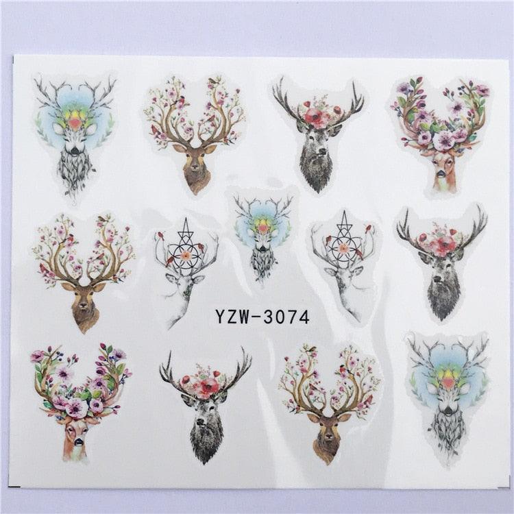 Fox Wolf Animal 3D Embossed Nail Sticker Flower Adhesive Manicure Slider Nail Art Tips Decorations Decals Manicure Design Golden Firework Star Accessories Heart Nail Art Stickers Glitter Decals Love Nail Sequins Laser Heart Nail