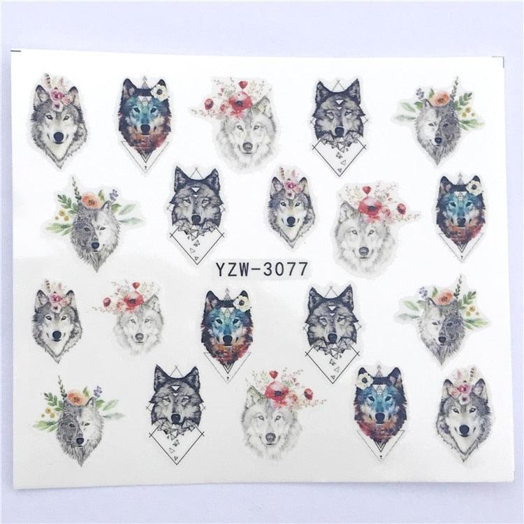 Fox Wolf Animal 3D Embossed Nail Sticker Flower Adhesive Manicure Slider Nail Art Tips Decorations Decals Manicure Design Golden Firework Star Accessories Heart Nail Art Stickers Glitter Decals Love Nail Sequins Laser Heart Nail