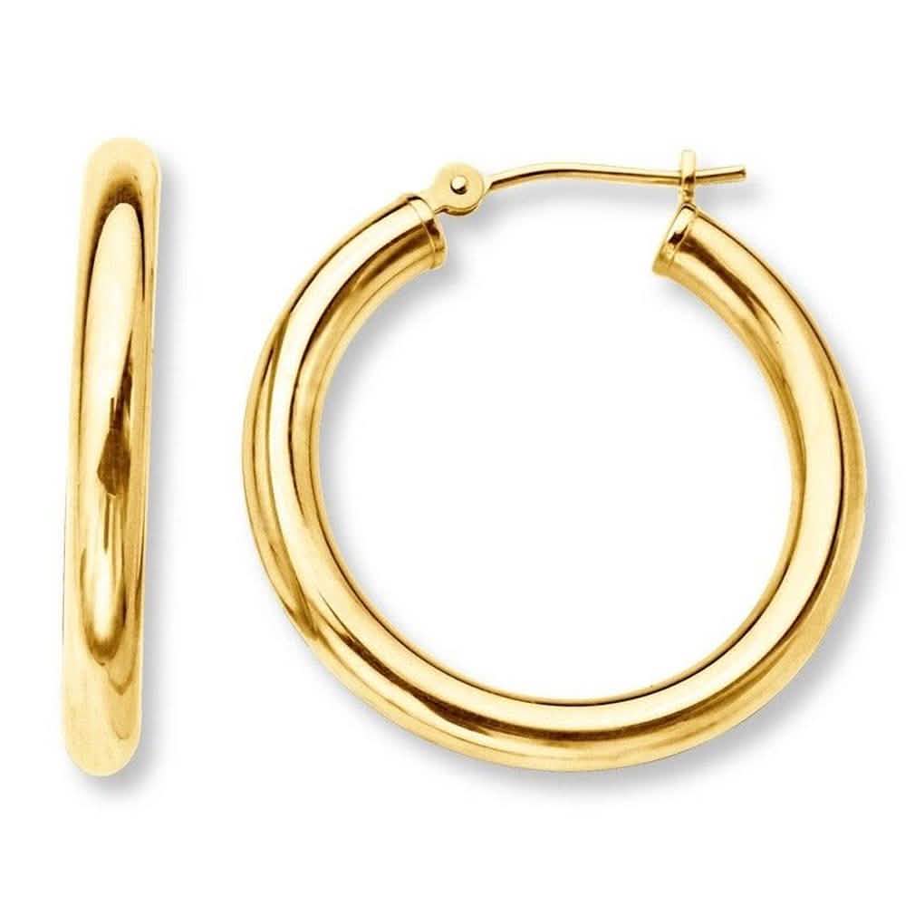 French Lock Hoop Earrings in Solid 14K Gold