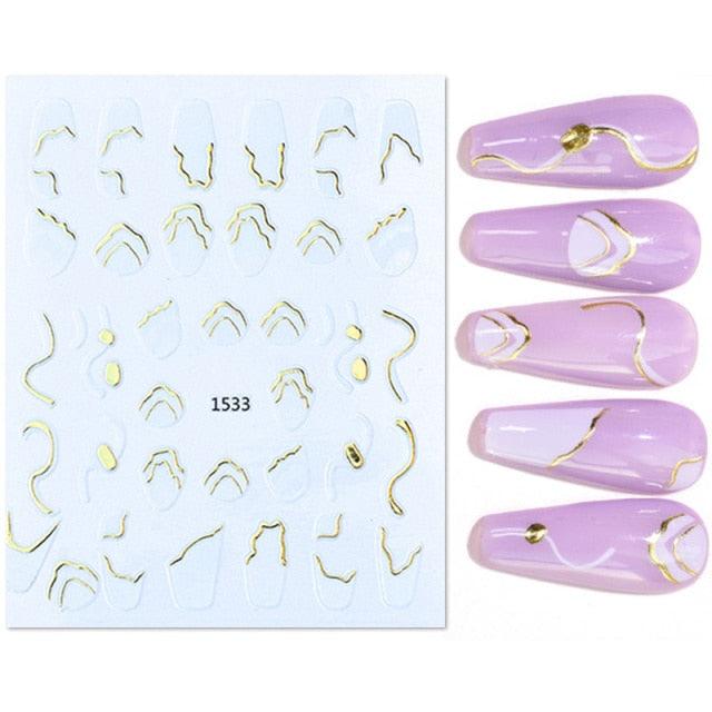 French Rose Gold Striping Tape Nail Design Stripe Lines Geometry 3D Sticker for Nails Gel Polish Sticker Decals for Manicuring Decorations Manicure Stickers Decals Silver Strip Line Nail Decal Self-Adhesive 3D Wave Decal Decoration Metallic Curve Design