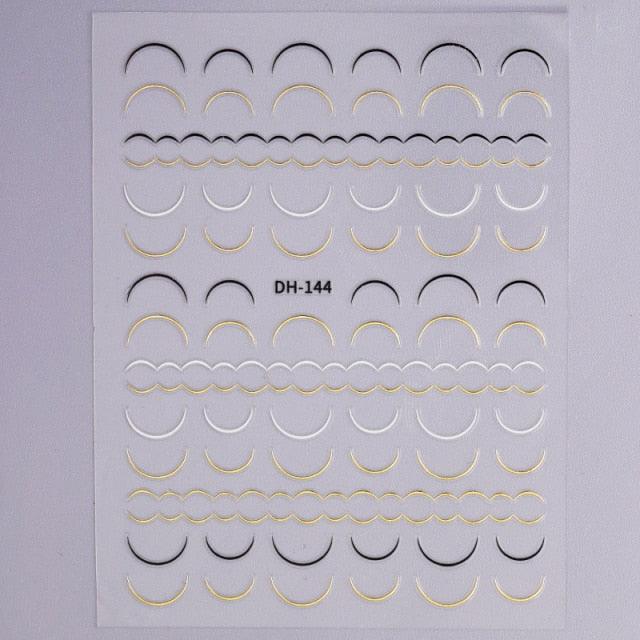 French Rose Gold Striping Tape Nail Design Stripe Lines Geometry 3D Sticker for Nails Gel Polish Sticker Decals for Manicuring Decorations Manicure Stickers Decals Silver Strip Line Nail Decal Self-Adhesive 3D Wave Decal Decoration Metallic Curve Design