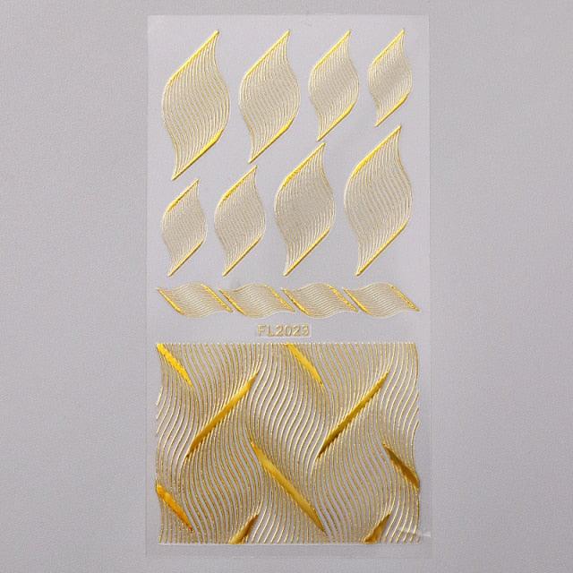French Rose Gold Striping Tape Nail Design Stripe Lines Geometry 3D Sticker for Nails Gel Polish Sticker Decals for Manicuring Decorations Manicure Stickers Decals Silver Strip Line Nail Decal Self-Adhesive 3D Wave Decal Decoration Metallic Curve Design
