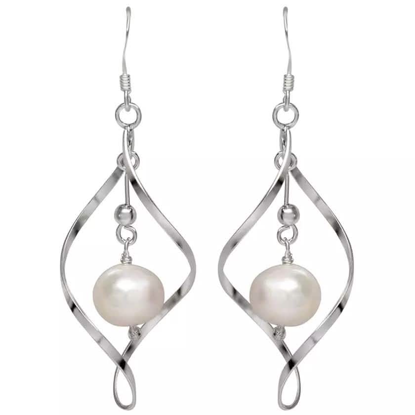Freshwater Pearl Dangle Earrings in Sterling Silver