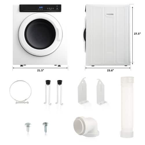 Front Load Laundry Dryer with Touch Screen Panel and Stainless Steel Tub