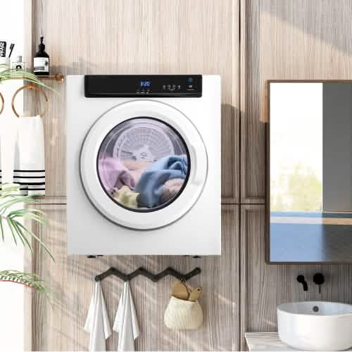 Front Load Laundry Dryer with Touch Screen Panel and Stainless Steel Tub