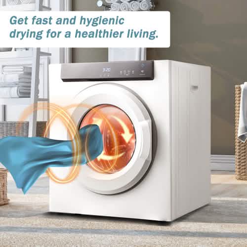 Front Load Laundry Dryer with Touch Screen Panel and Stainless Steel Tub