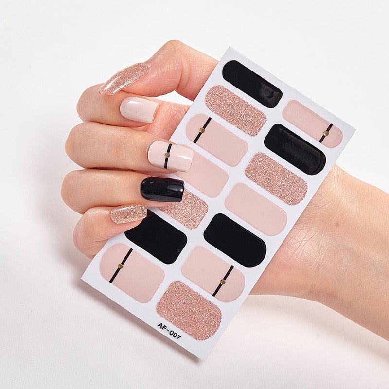 Full Cover Nail Stickers Nail Polish Nail Decoration Nails Sticker Designer Self Adhesive Nail Sticker Creative Nail Art Sticker Sticker Nail Decorations Accessories Metal Curve Stripe Lines Design Letter Nail Sticker Adhesive Decoration Template