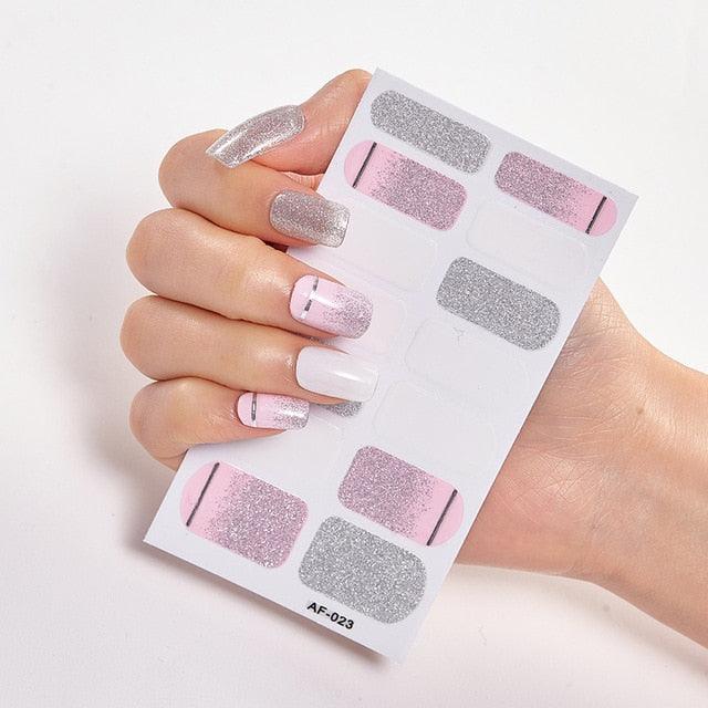 Full Cover Nail Stickers Nail Polish Nail Decoration Nails Sticker Designer Self Adhesive Nail Sticker Creative Nail Art Sticker Sticker Nail Decorations Accessories Metal Curve Stripe Lines Design Letter Nail Sticker Adhesive Decoration Template