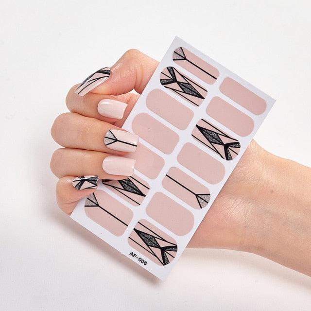 Full Cover Nail Stickers Nail Polish Nail Decoration Nails Sticker Designer Self Adhesive Nail Sticker Creative Nail Art Sticker Sticker Nail Decorations Accessories Metal Curve Stripe Lines Design Letter Nail Sticker Adhesive Decoration Template