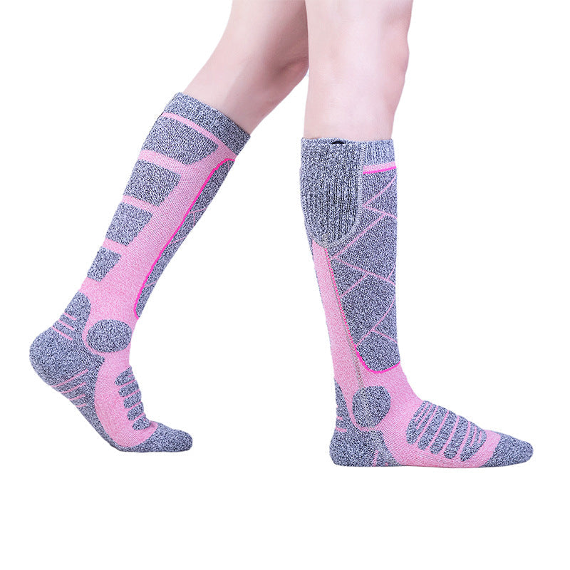 Full Foot Heat Socks Winter USB Charging Warm Heat Socks Pink Skiing Electric Heat Socks