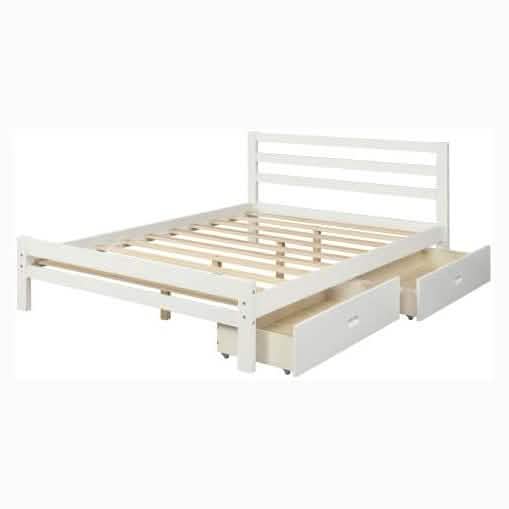 Full Platform Bed Frame with Two Storage Drawers