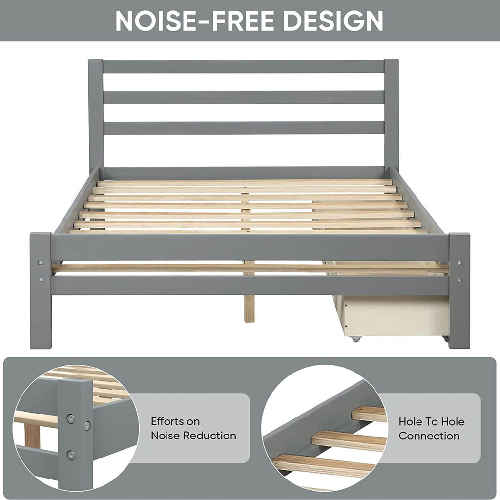 Full Platform Bed Frame with Two Storage Drawers