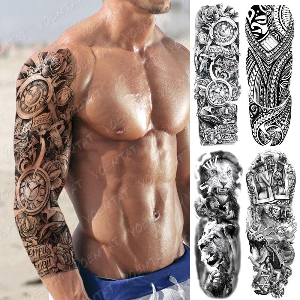 Full Women Man Realistic Waterproof Temporary Tattoo Tiger Stickers Luxury Big Design For Arm Thigh