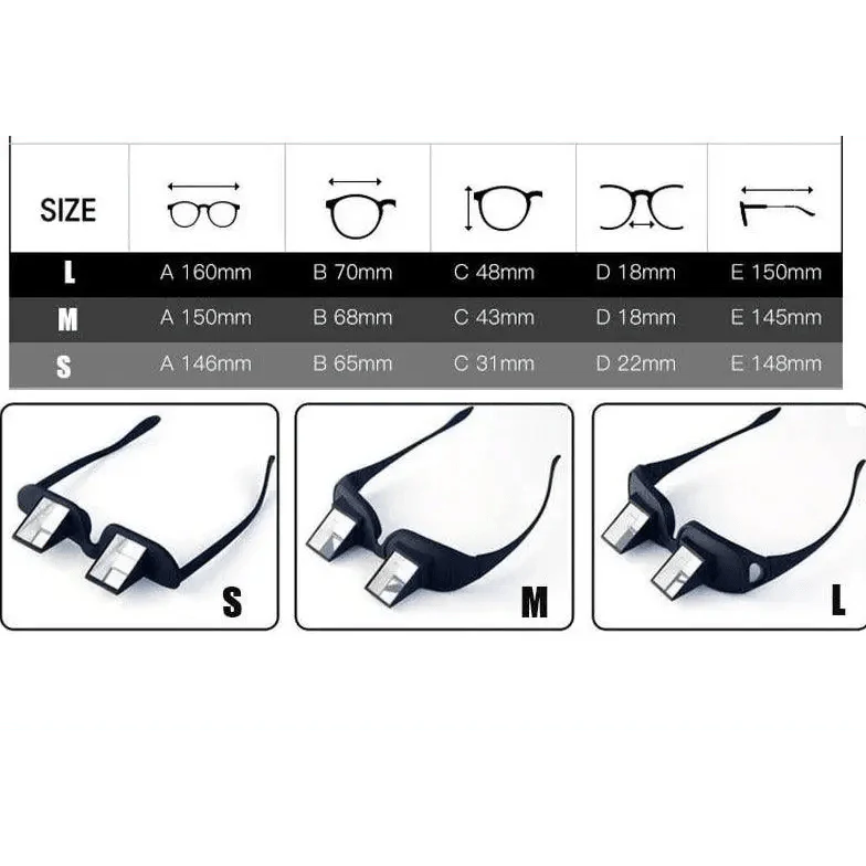 Funny Black Lazy Periscope Horizontal Reading TV Lightweight Sit View Glasses Lie Down Unisex Wide Use Glasses