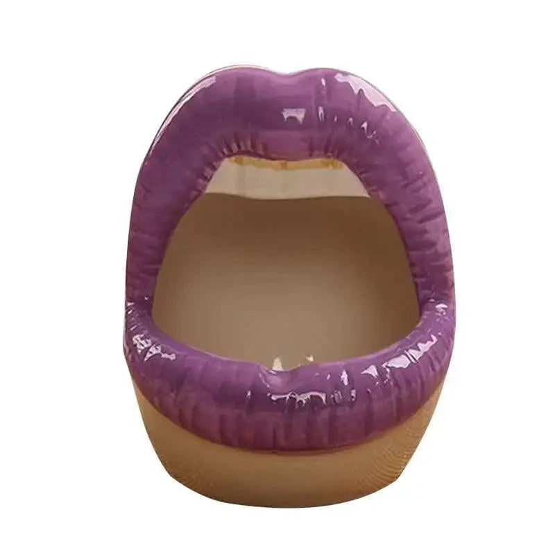 Funny Creative Ceramic Cartoon Lips Ashtray Gift for Home - Trendy Mouth  Mini Ashtray for Boyfriend