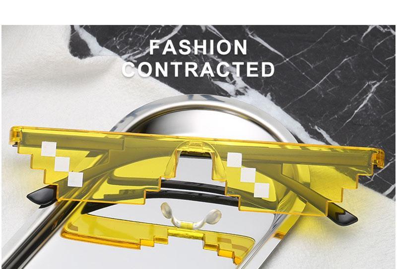 Funny Mosaic Sunglasses For Women New Elegant Vintage Small Frame Glasses For Lady New Retro Shape Metal Design Sunglasses, Men Women Glass 8 Bit Pixel Mosaic Glasses Photo Props Unisex Sunglass