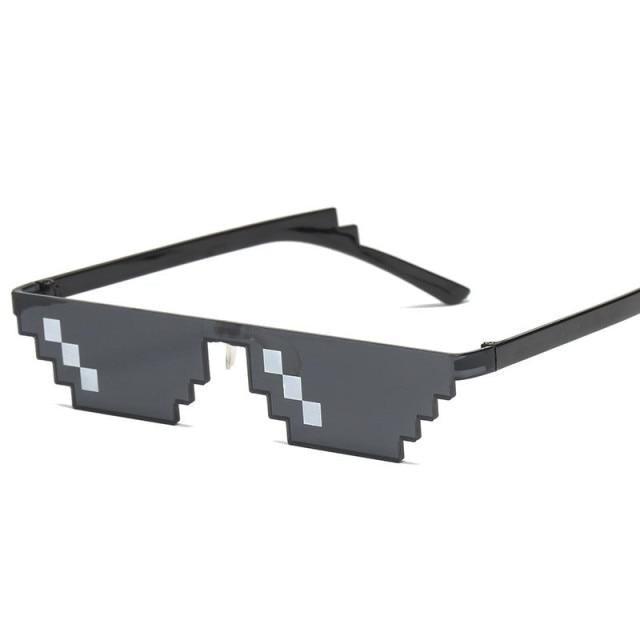 Funny Mosaic Sunglasses For Women New Elegant Vintage Small Frame Glasses For Lady New Retro Shape Metal Design Sunglasses, Men Women Glass 8 Bit Pixel Mosaic Glasses Photo Props Unisex Sunglass