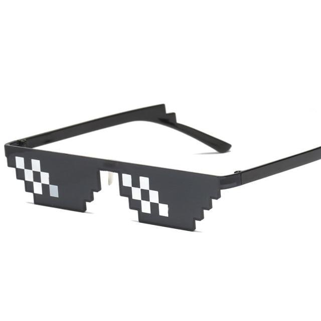 Funny Mosaic Sunglasses For Women New Elegant Vintage Small Frame Glasses For Lady New Retro Shape Metal Design Sunglasses, Men Women Glass 8 Bit Pixel Mosaic Glasses Photo Props Unisex Sunglass