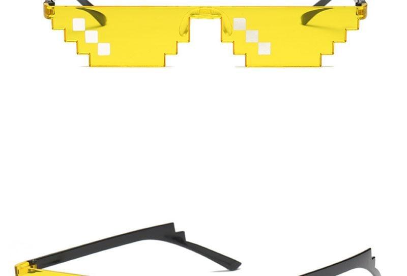 Funny Mosaic Sunglasses For Women New Elegant Vintage Small Frame Glasses For Lady New Retro Shape Metal Design Sunglasses, Men Women Glass 8 Bit Pixel Mosaic Glasses Photo Props Unisex Sunglass