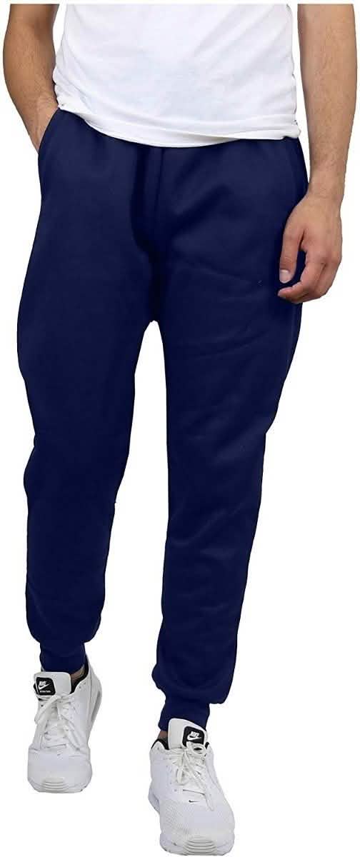 Galaxy By Harvic Men's Slim Fit Fleece Navy Jogger Pants - Size: Large
