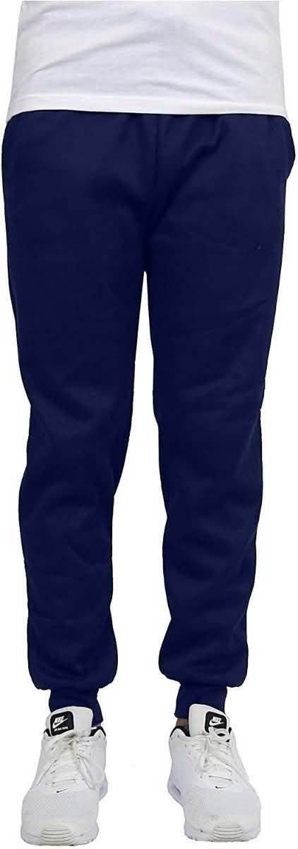 Galaxy By Harvic Men's Slim Fit Fleece Navy Jogger Pants - Size: Large