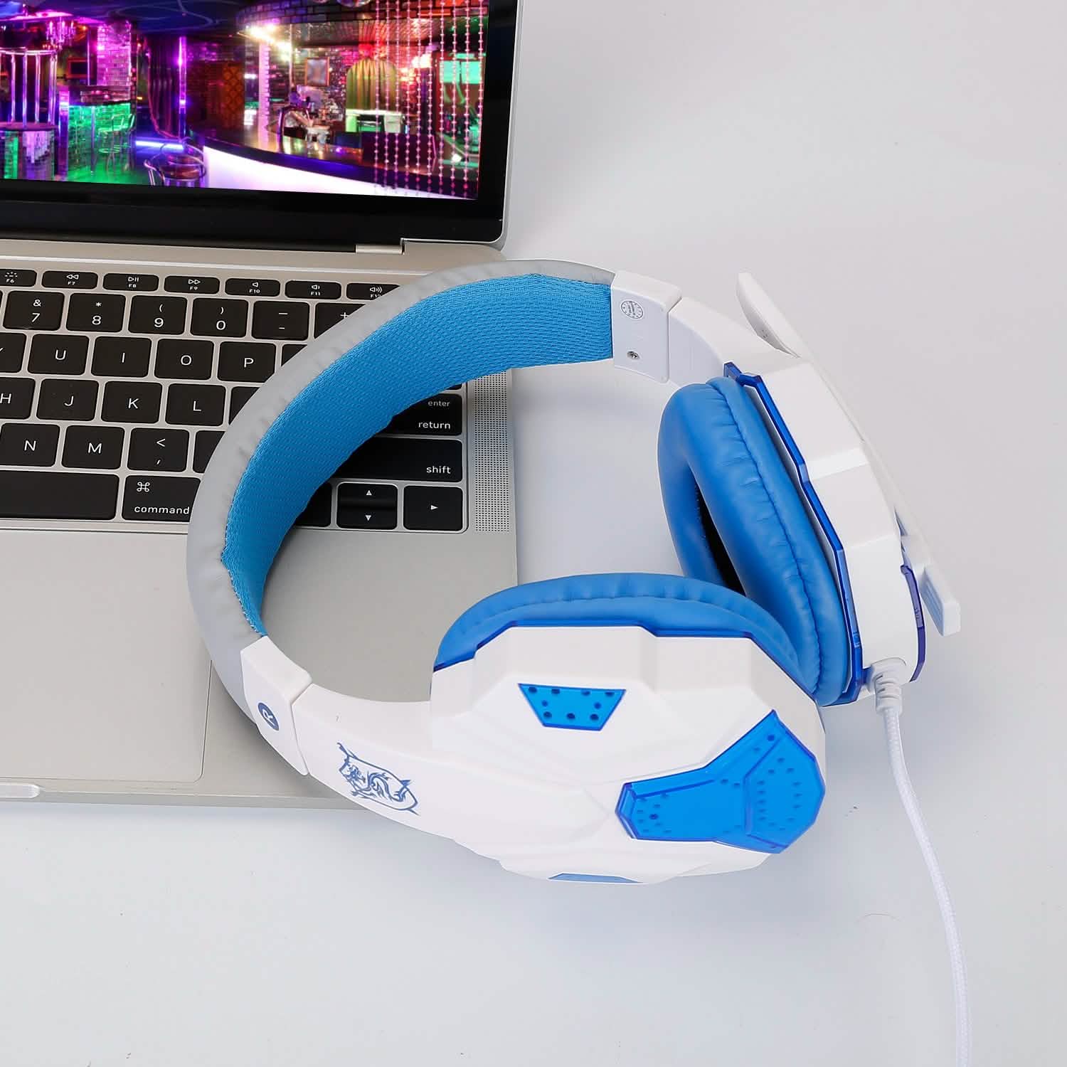 Gaming Headsets Stereo Bass Over Ear Headphones with LED Light Earmuff