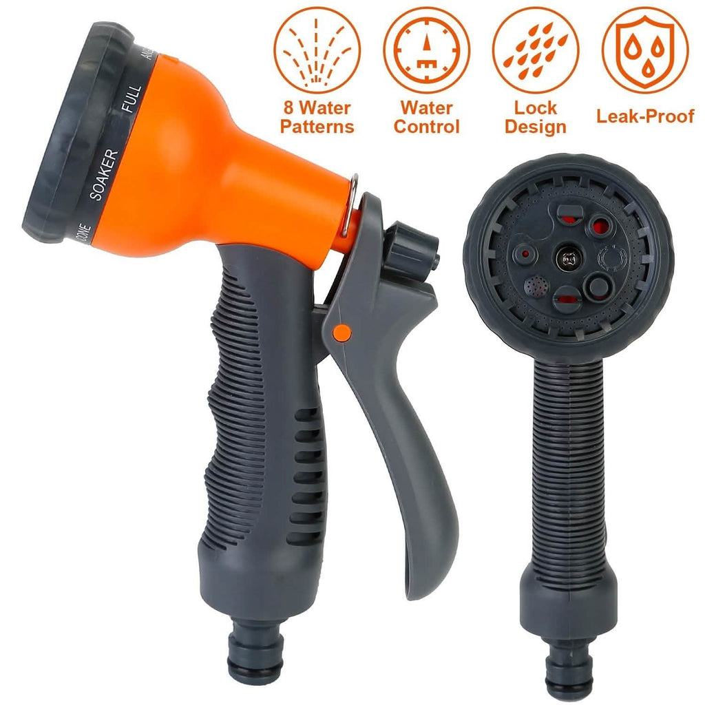 Garden Hose Nozzle Water Spray Gun 8 Adjustable Patterns