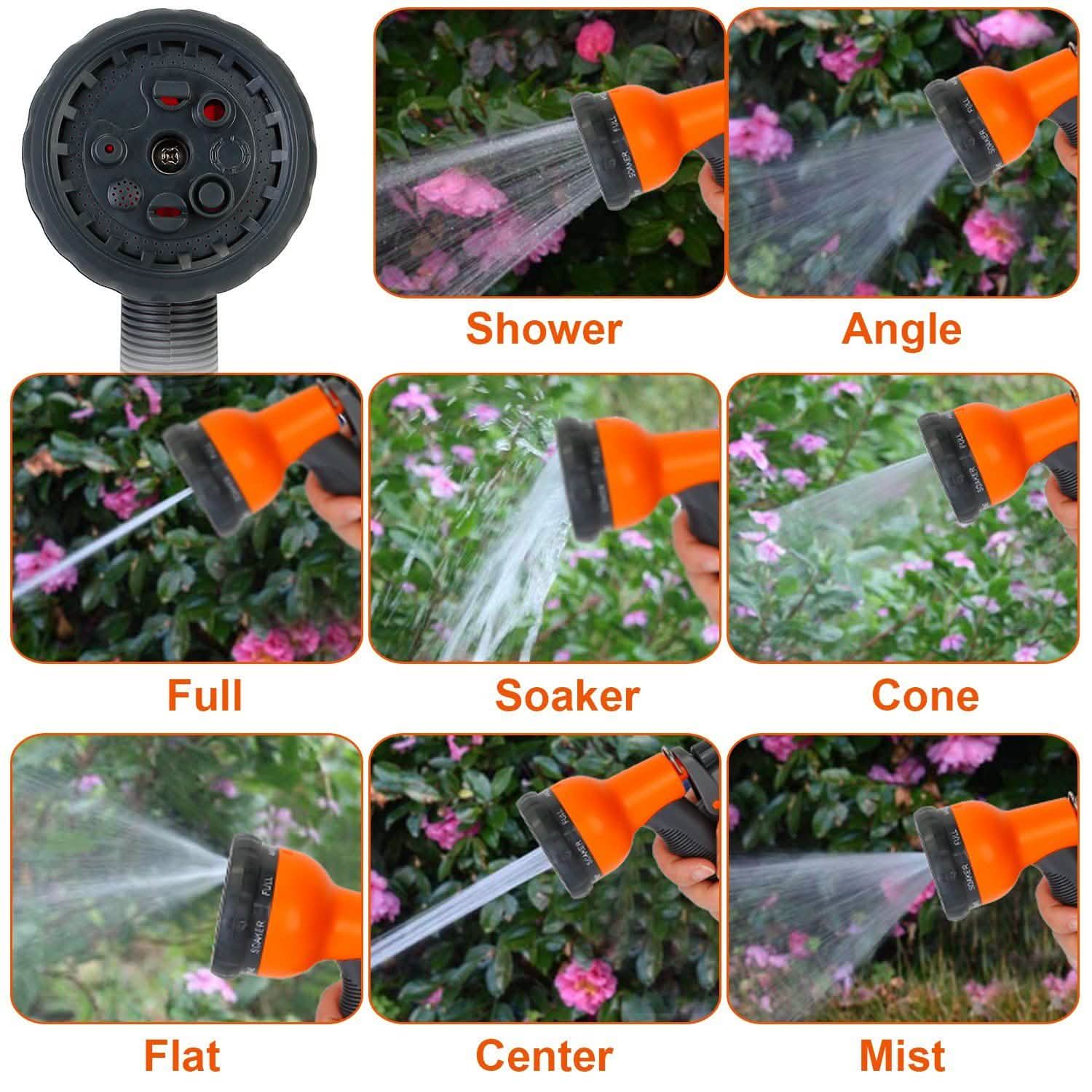 Garden Hose Nozzle Water Spray Gun 8 Adjustable Patterns