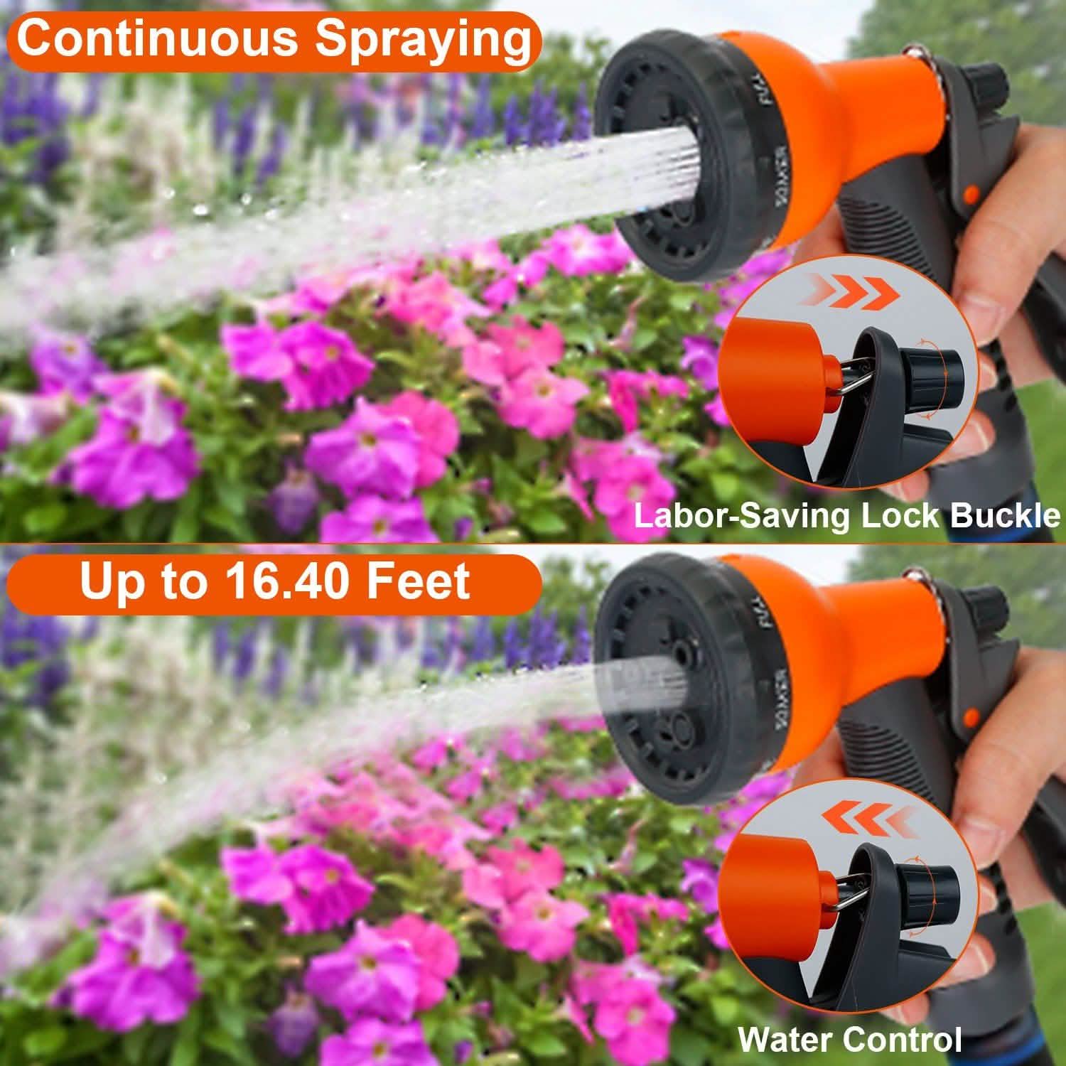 Garden Hose Nozzle Water Spray Gun 8 Adjustable Patterns