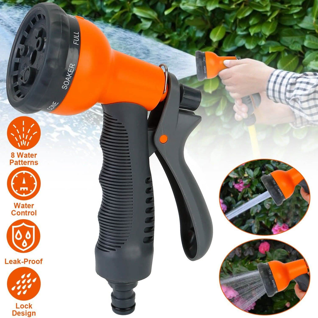 Garden Hose Nozzle Water Spray Gun 8 Adjustable Patterns